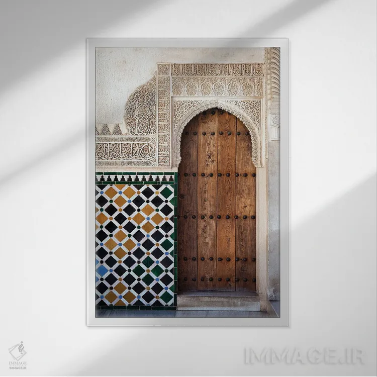 تابلو دکوراتیو Spain,جزئیات درب الحمرا، اسپانیا اثر جین ریکس - نمای قابدار سفید