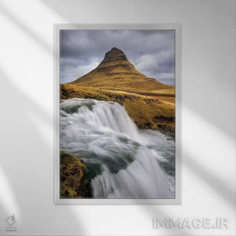 تابلو دکوراتیو Snaefellsnes Peninsula, Iceland,کوه کیرکجوفل و آبشار، شبه جزیر… اثر جین ریکس - نمای قابدار سفید