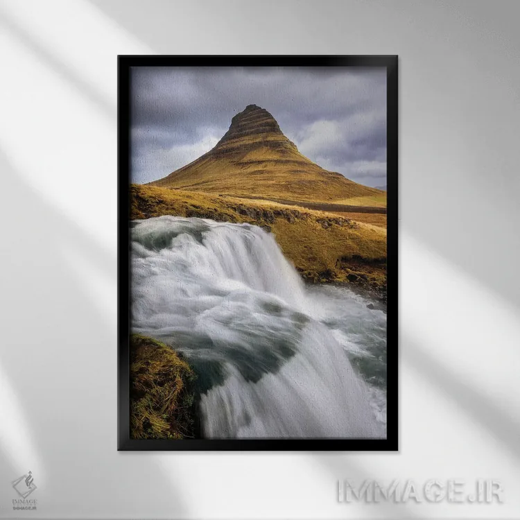 تابلو دکوراتیو Snaefellsnes Peninsula, Iceland,کوه کیرکجوفل و آبشار، شبه جزیر… اثر جین ریکس - نمای قابدار مشکی