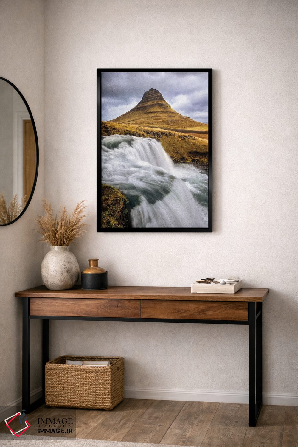 تابلو دکوراتیو Snaefellsnes Peninsula, Iceland,کوه کیرکجوفل و آبشار، شبه جزیر… اثر جین ریکس - D4B