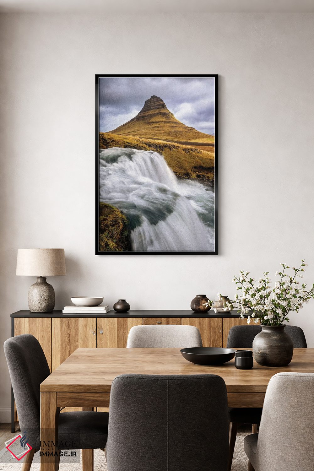 تابلو دکوراتیو Snaefellsnes Peninsula, Iceland,کوه کیرکجوفل و آبشار، شبه جزیر… اثر جین ریکس - D5B