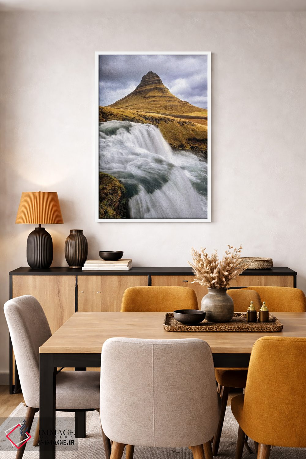 تابلو دکوراتیو Snaefellsnes Peninsula, Iceland,کوه کیرکجوفل و آبشار، شبه جزیر… اثر جین ریکس - D6W