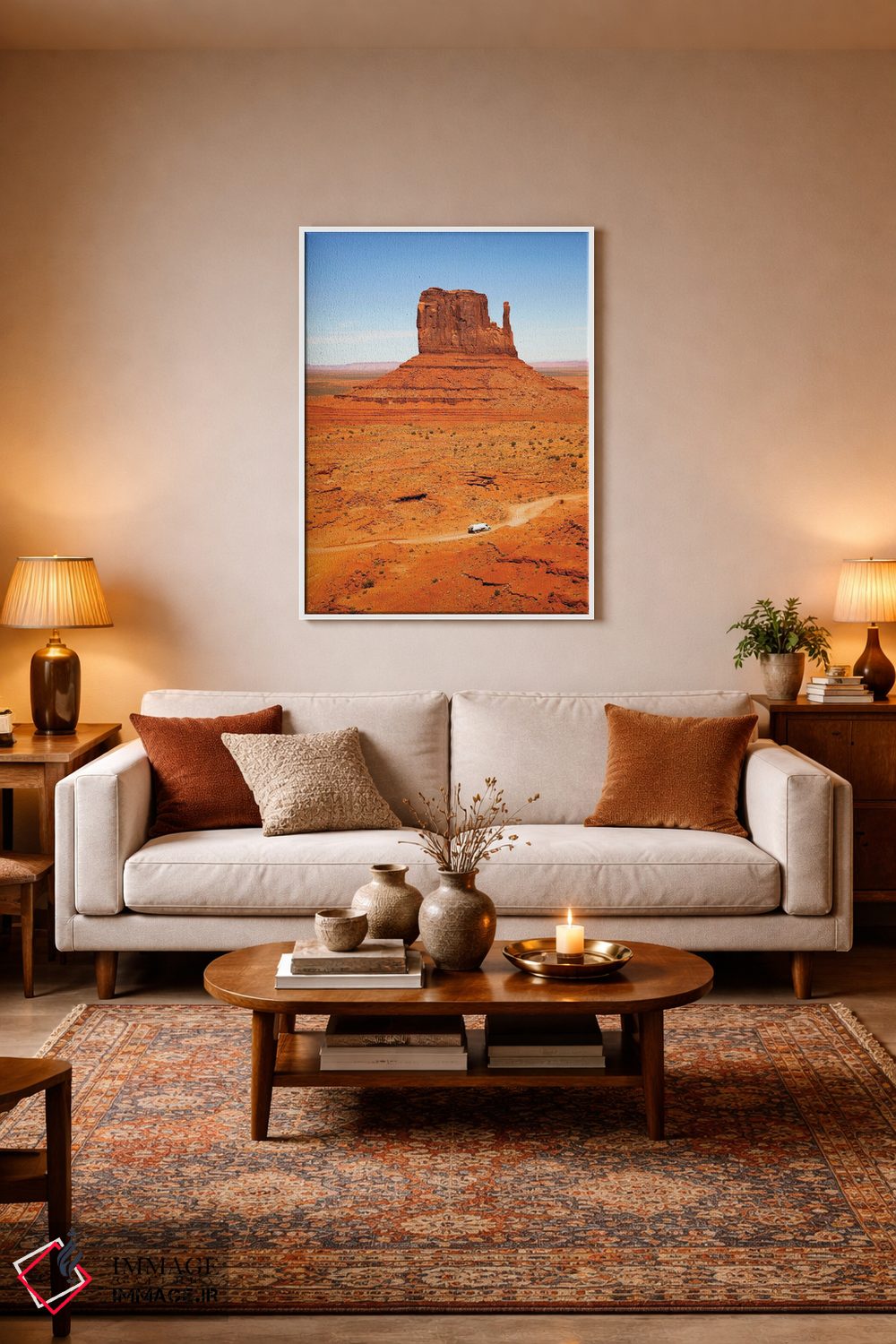 تابلو دکوراتیو Monument Valley,تپه با کامیون، دره یادبود اثر جین ریکس - D1W