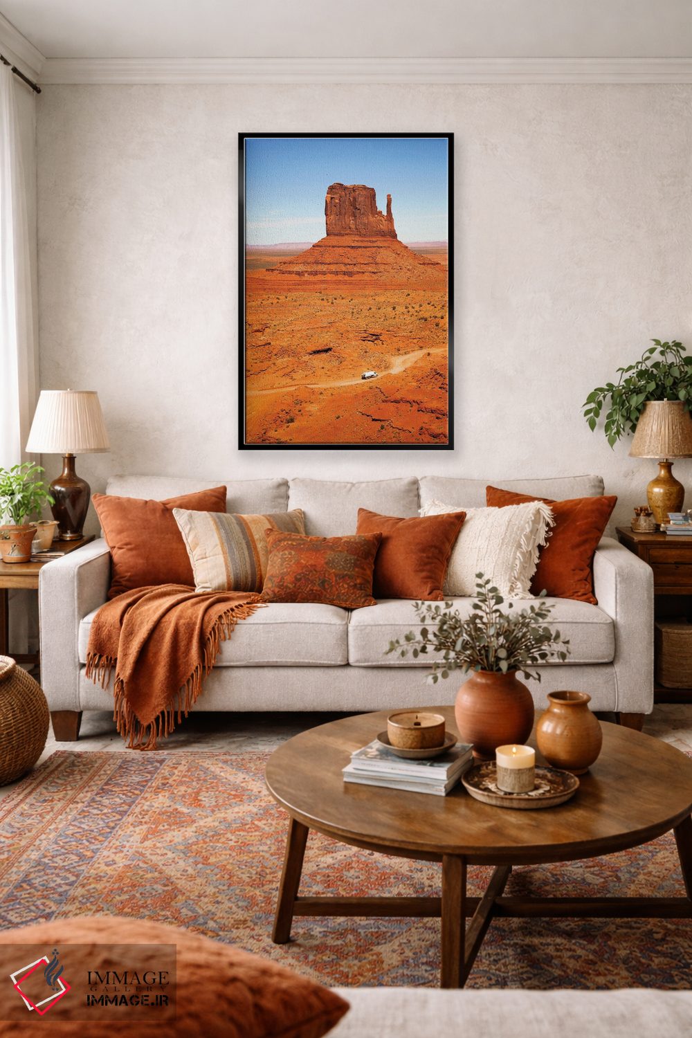 تابلو دکوراتیو Monument Valley,تپه با کامیون، دره یادبود اثر جین ریکس - D4B