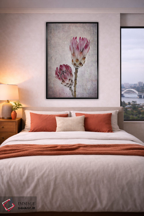 تابلو دکوراتیو گل های پروتئا به رنگ صورتی اثر جین ریکس - D5B