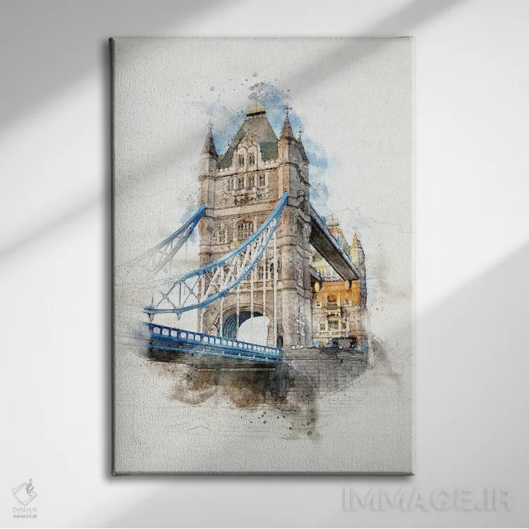 تابلو دکوراتیو London, Watercolour,آبرنگ پل تاور بریج لندن اثر جین ریکس - نمای روبهرو روی دیوار