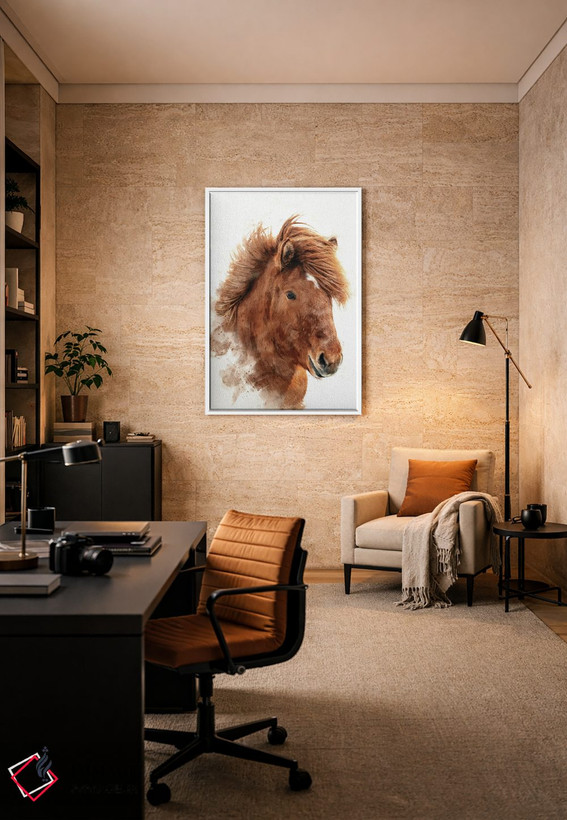 تابلو دکوراتیو آبرنگ اسب بلوطی ایسلندی اثر جین ریکس - D6W