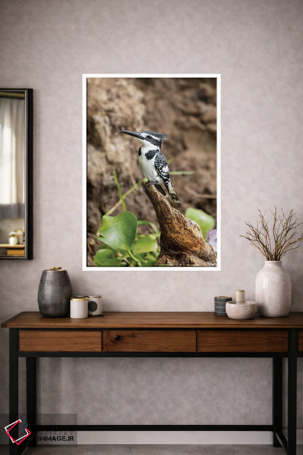 تابلو دکوراتیو Uganda,مرغ ماهی خوار سیاه و سفید، اوگاندا اثر جین ریکس - D1W