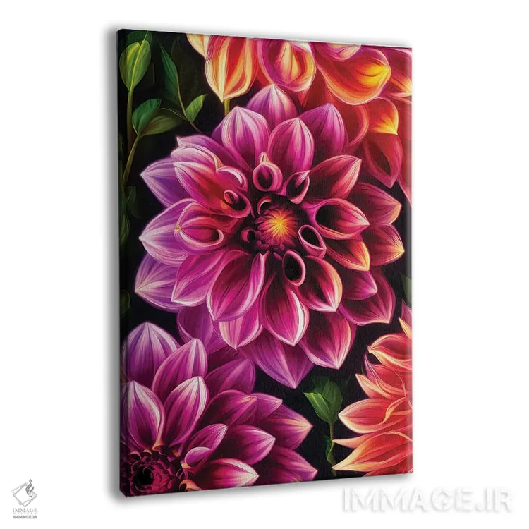 تابلو دکوراتیو کوکب ها به رنگ صورتی و نارنجی اثر جین ریکس - نمای پرسپکتیو محصول