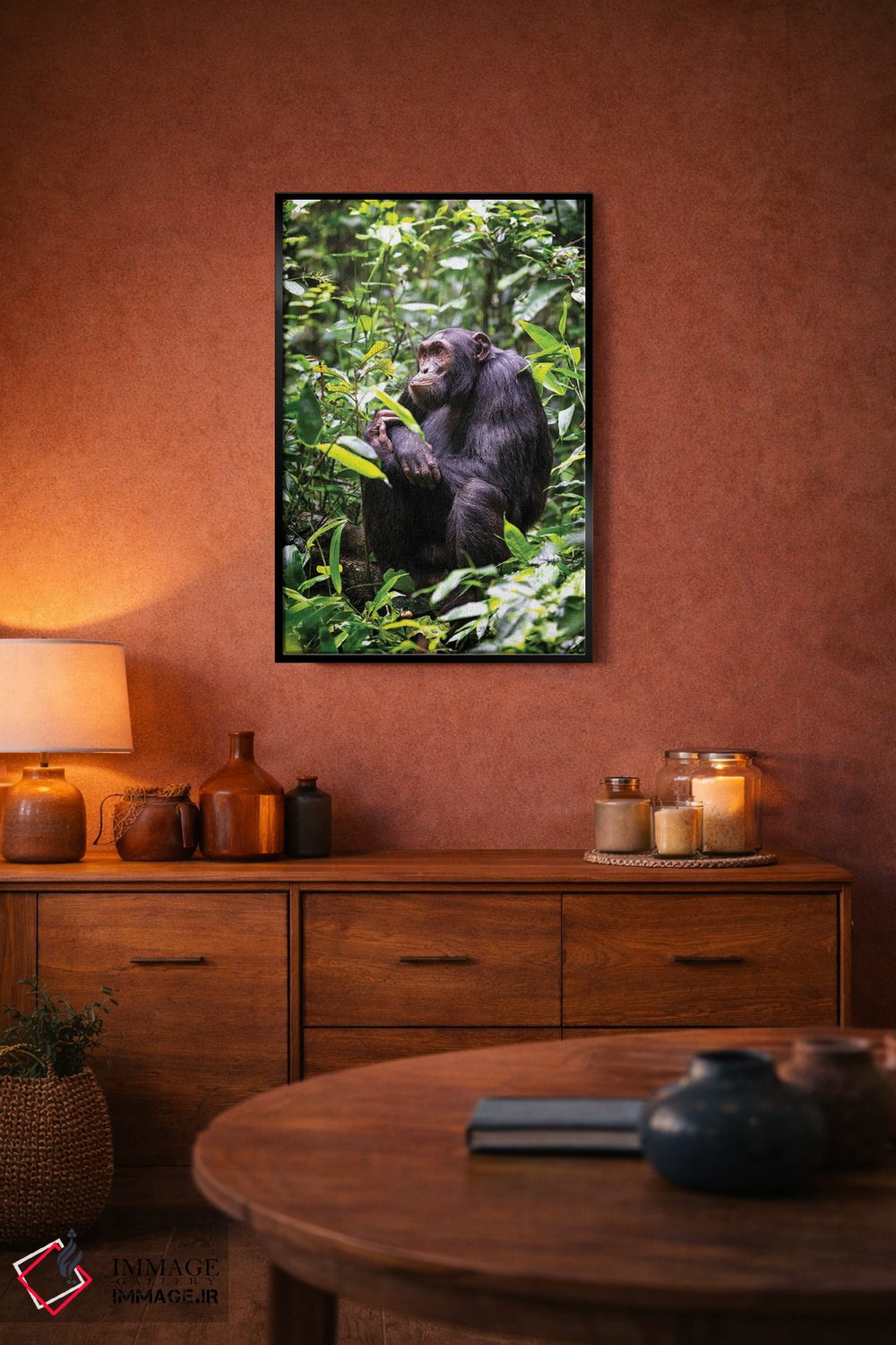 تابلو دکوراتیو Kibale, Uganda,شامپانزه نشسته، کیباله، اوگاندا اثر جین ریکس - D5B