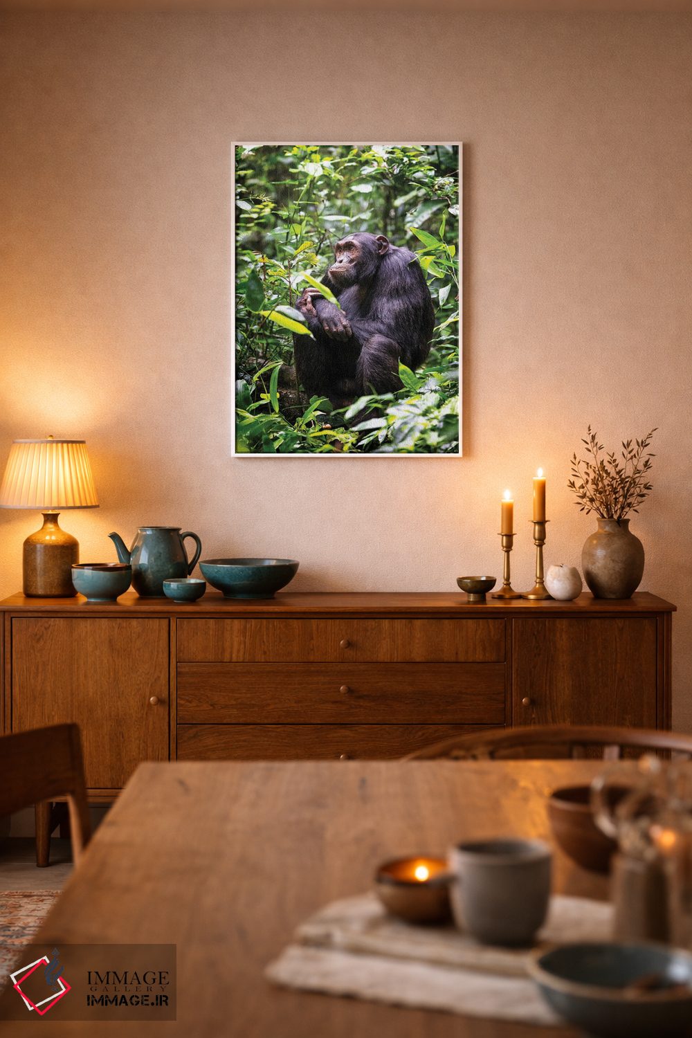 تابلو دکوراتیو Kibale, Uganda,شامپانزه نشسته، کیباله، اوگاندا اثر جین ریکس - D6W