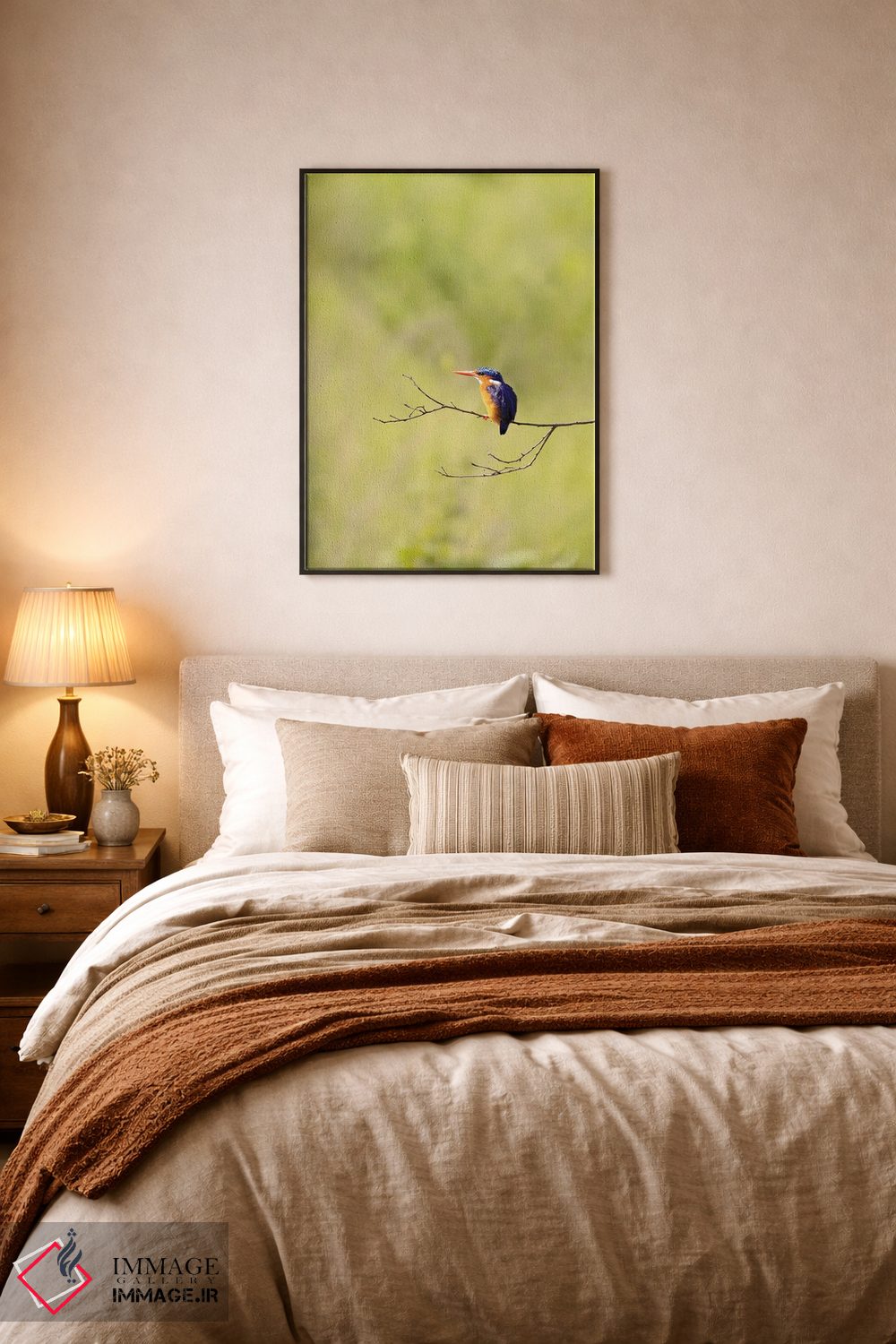 تابلو دکوراتیو مرغ ماهی خوار مالاکیت در اوگاندا اثر جین ریکس - D5B