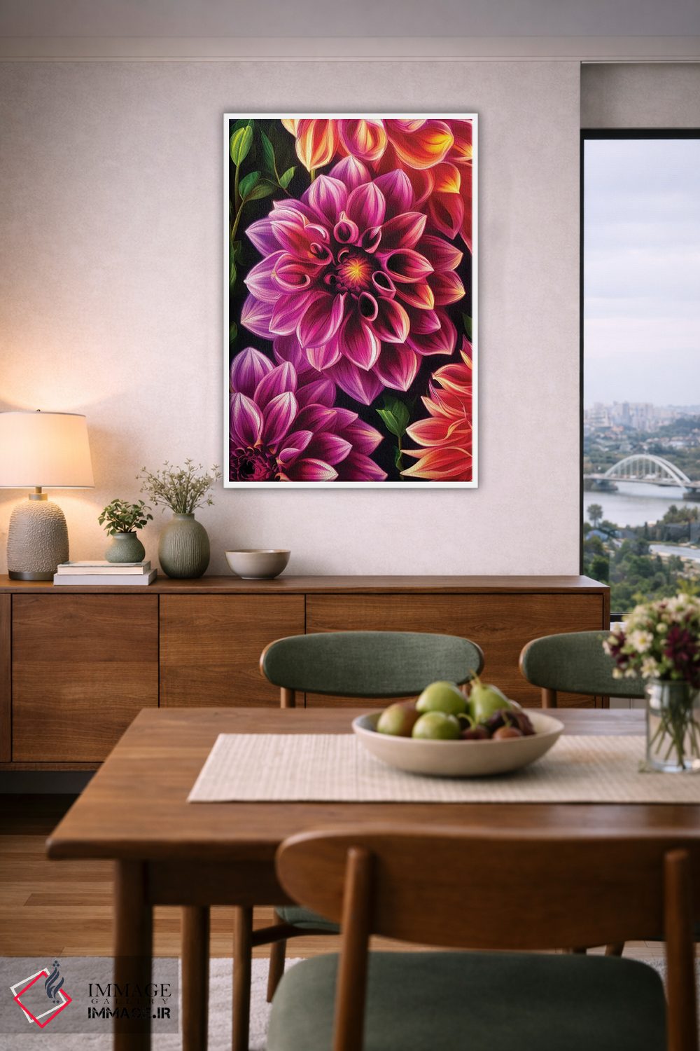 تابلو دکوراتیو کوکب ها به رنگ صورتی و نارنجی اثر جین ریکس - D5W