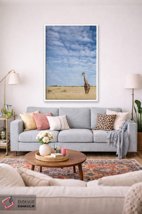 تابلو دکوراتیو Kenya,زرافه ایستاده در علفزارهای بلند ماسایی مارا، کنیا اثر جین ریکس - D1W