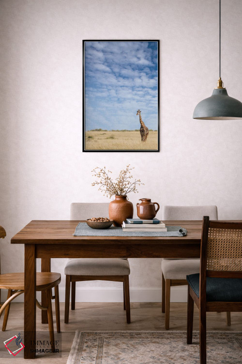 تابلو دکوراتیو Kenya,زرافه ایستاده در علفزارهای بلند ماسایی مارا، کنیا اثر جین ریکس - D6B