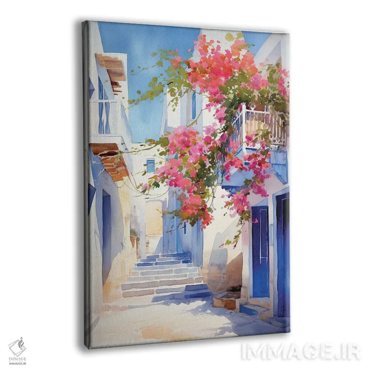 تابلو دکوراتیو کوچه ای در جزیره یونان اثر جین ریکس - نمای پرسپکتیو محصول