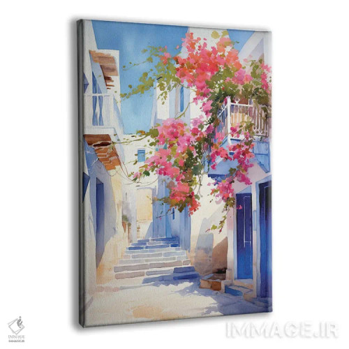تابلو دکوراتیو کوچه ای در جزیره یونان اثر جین ریکس - نمای پرسپکتیو محصول