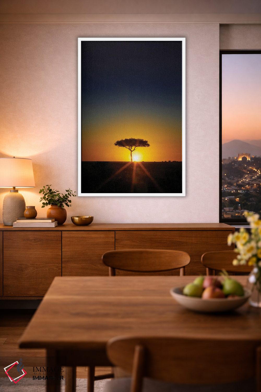 تابلو دکوراتیو Masai Mara,درخت آکاسیا در افق هنگام غروب، ماسایی مارا اثر جین ریکس - D1W