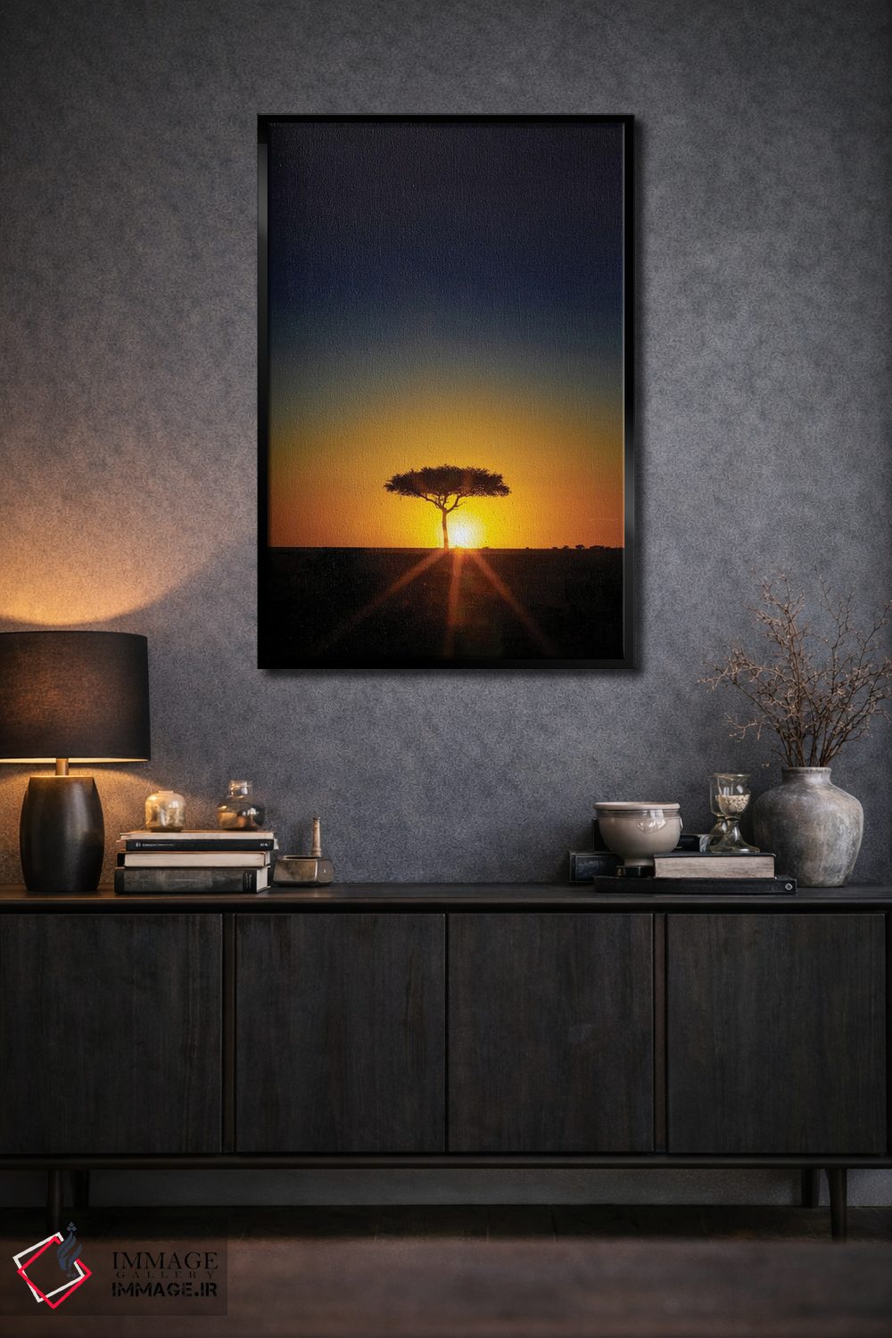 تابلو دکوراتیو Masai Mara,درخت آکاسیا در افق هنگام غروب، ماسایی مارا اثر جین ریکس - D2B