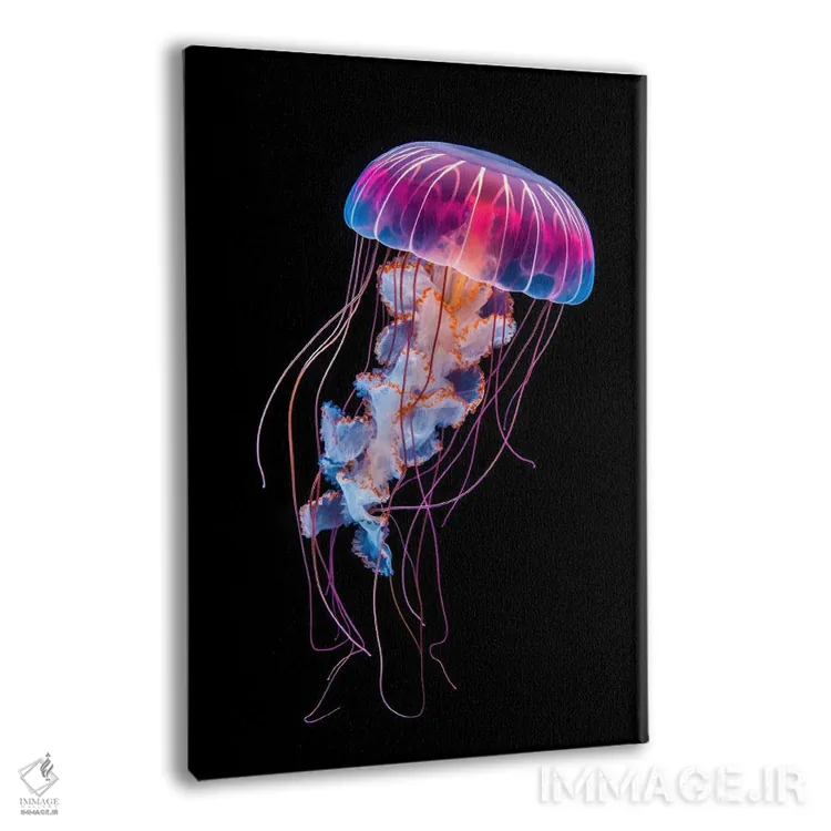 تابلو دکوراتیو عروس دریایی روی زمینه مشکی اثر جین ریکس - نمای پرسپکتیو محصول