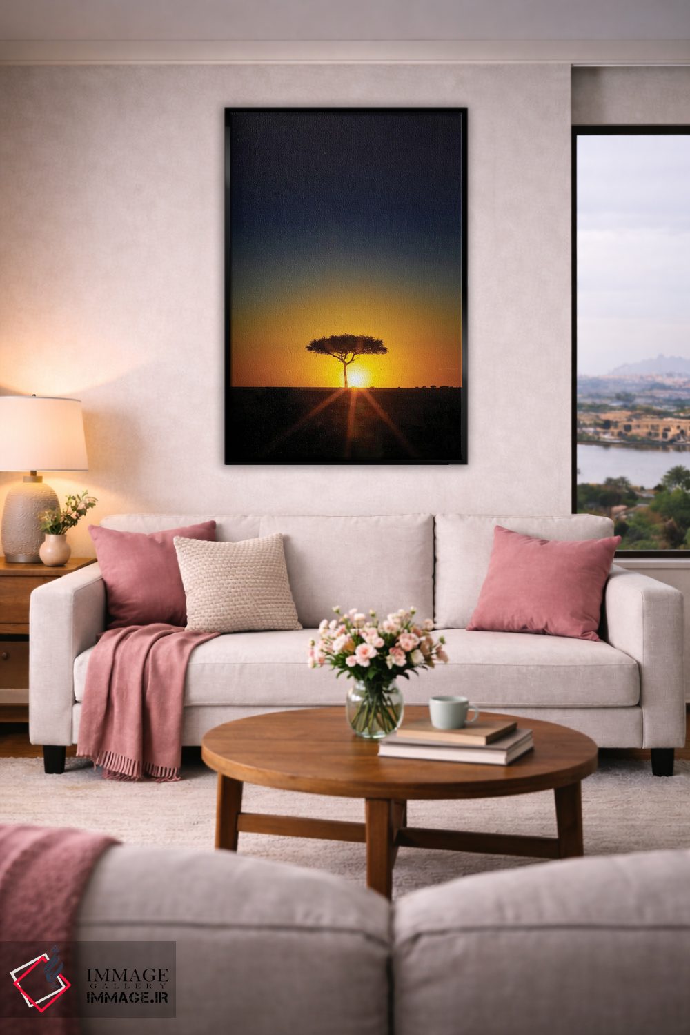 تابلو دکوراتیو Masai Mara,درخت آکاسیا در افق هنگام غروب، ماسایی مارا اثر جین ریکس - D5B
