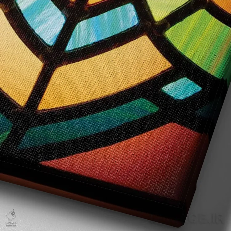 تابلو دکوراتیو شیشه های رنگی کلیسا اثر جین ریکس - نمای نزدیک بافت بوم