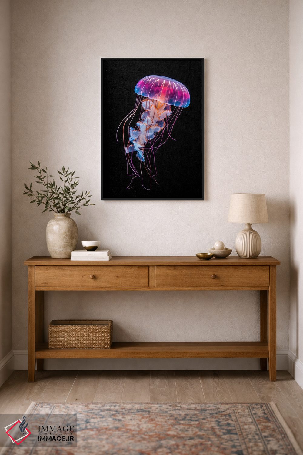 تابلو دکوراتیو عروس دریایی روی زمینه مشکی اثر جین ریکس - D2B