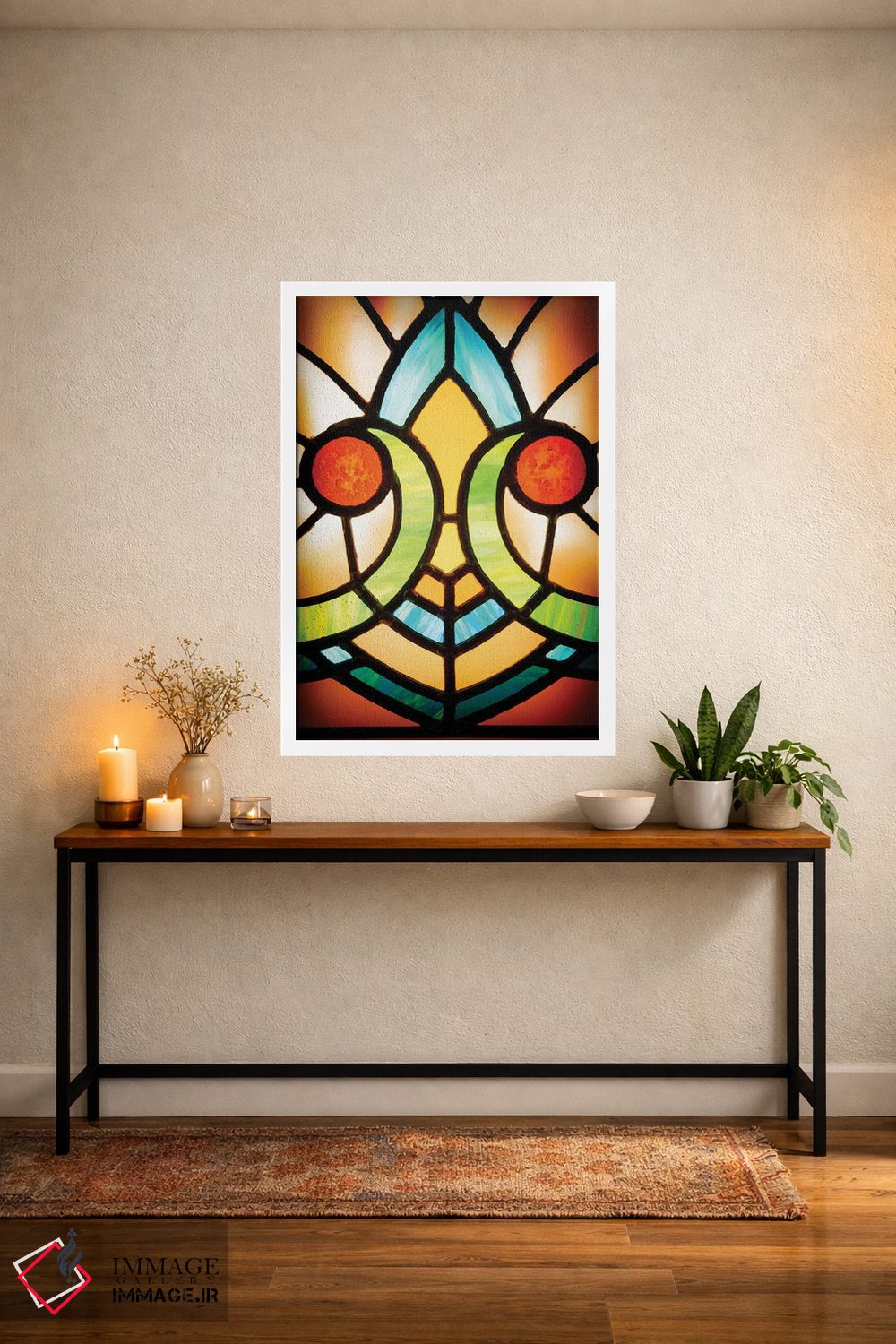 تابلو دکوراتیو شیشه های رنگی کلیسا اثر جین ریکس - D1W