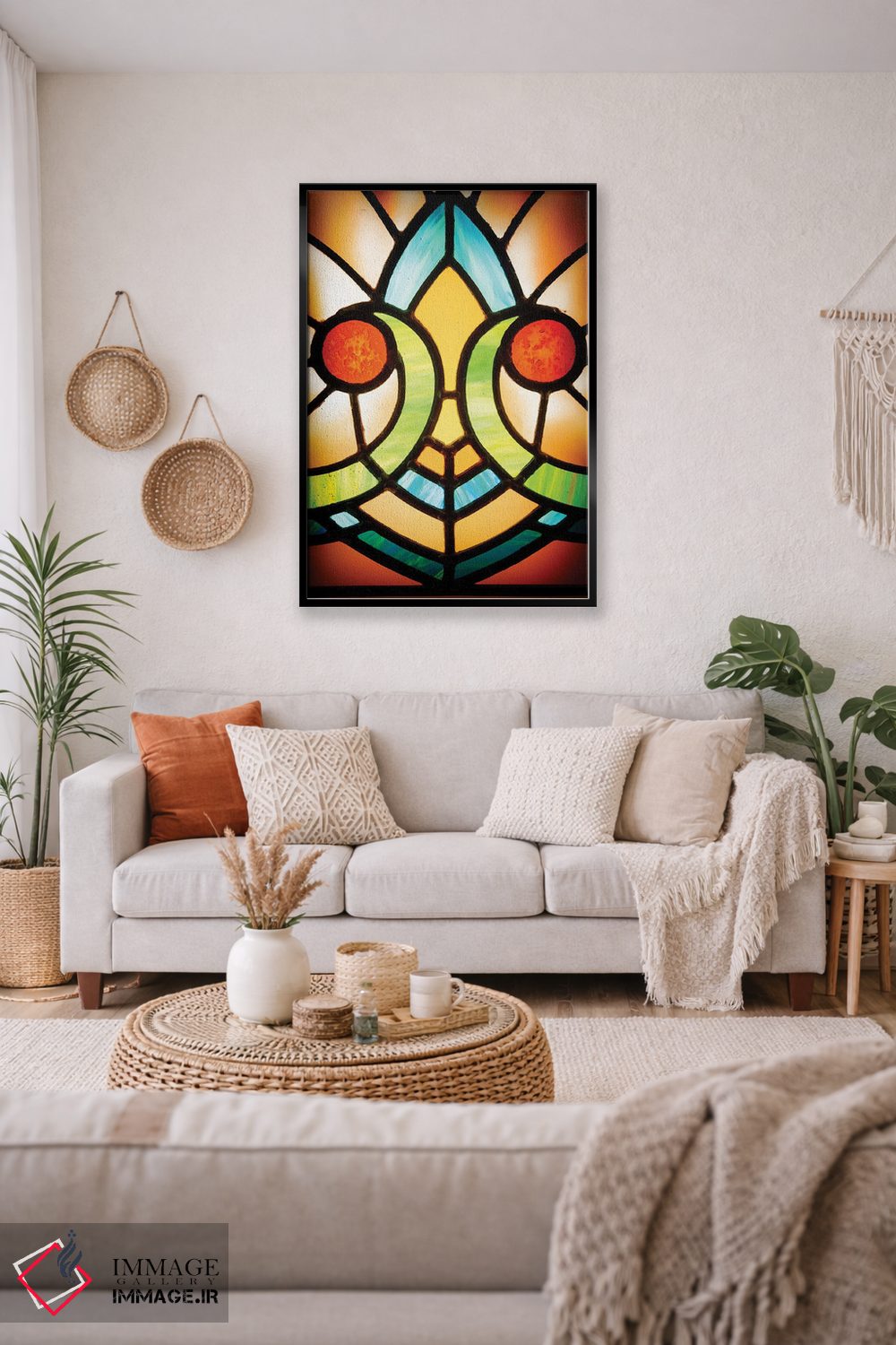 تابلو دکوراتیو شیشه های رنگی کلیسا اثر جین ریکس - D2B