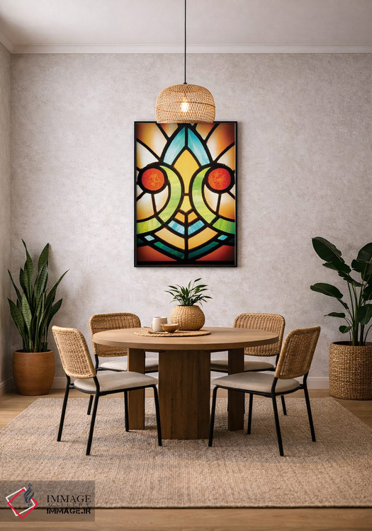 تابلو دکوراتیو شیشه های رنگی کلیسا اثر جین ریکس - D3B