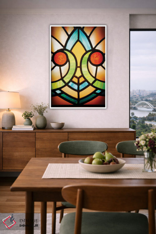 تابلو دکوراتیو شیشه های رنگی کلیسا اثر جین ریکس - D5W