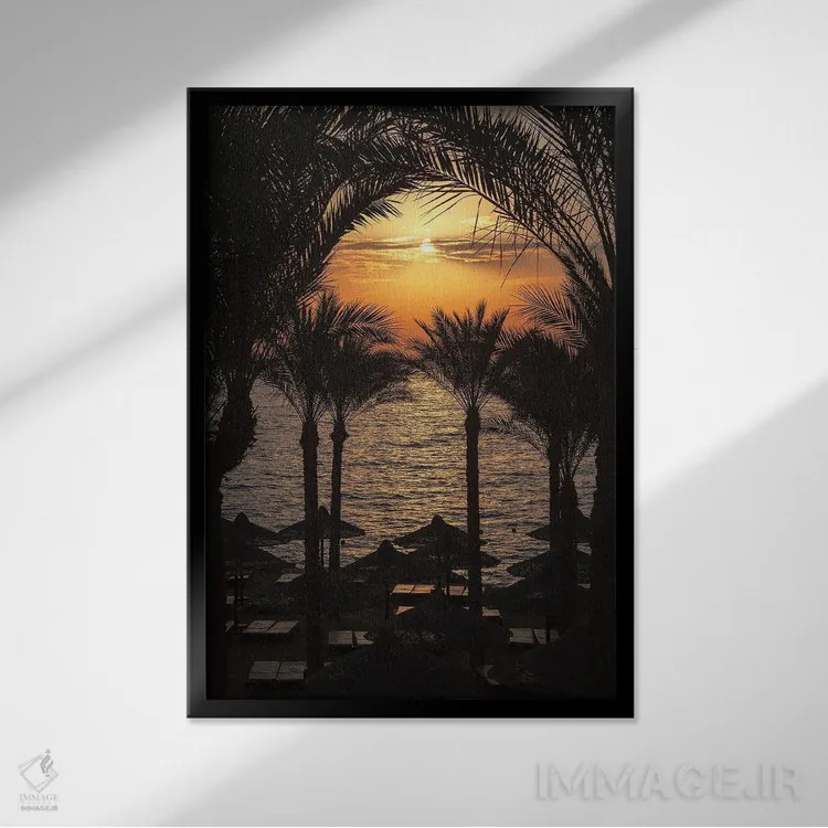 تابلو دکوراتیو Egypt,طلوع آفتاب بر فراز دریای سرخ اثر جین ریکس - نمای قابدار مشکی