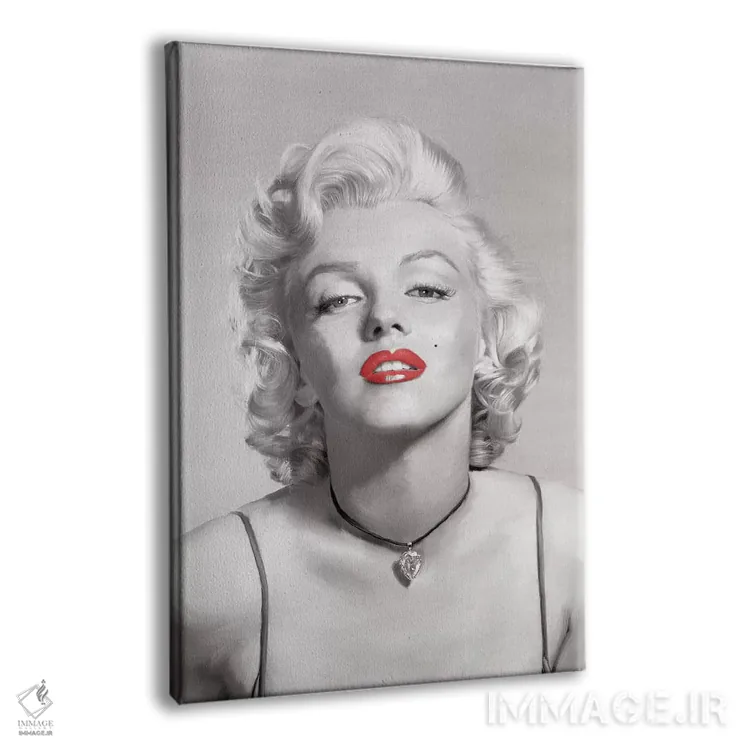 تابلو دکوراتیو نگاه عاشقانه با لب های قرمز در تصویر خاکستری اثر جری مایکلز - نمای پرسپکتیو محصول