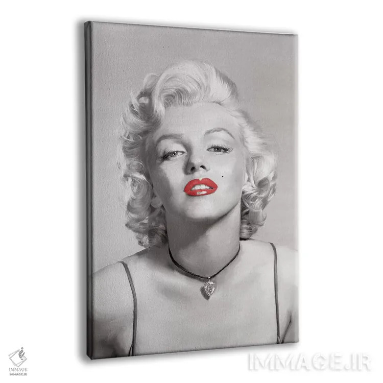 تابلو دکوراتیو نگاه عاشقانه با لب های قرمز در تصویر خاکستری اثر جری مایکلز - نمای پرسپکتیو محصول