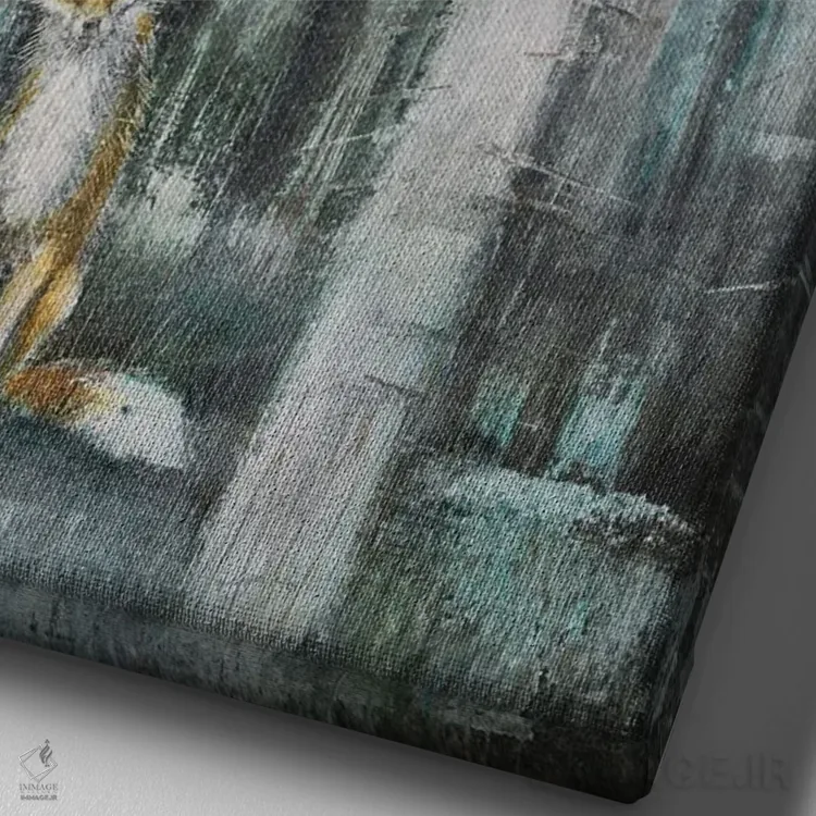 تابلو دکوراتیو رنار روباه اثر جو رام - نمای نزدیک بافت بوم