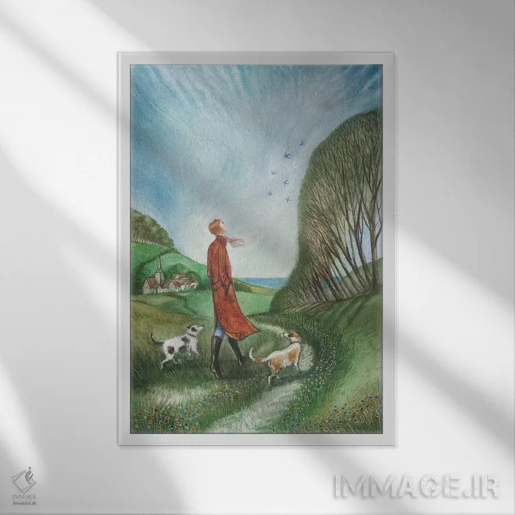 تابلو دکوراتیو هوای آفتابی در راه است اثر جو رام - نمای قابدار سفید