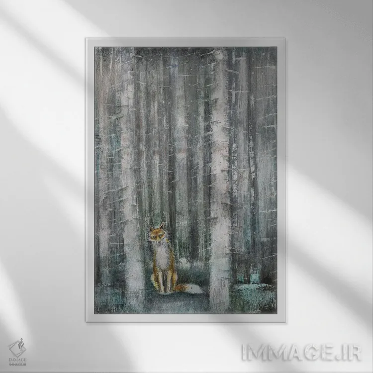 تابلو دکوراتیو رنار روباه اثر جو رام - نمای قابدار سفید