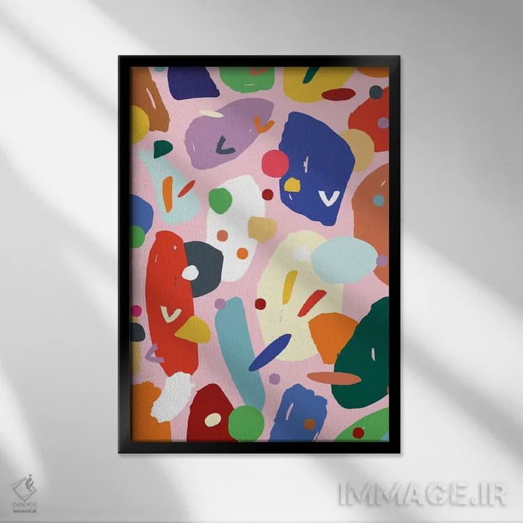 تابلو انتزاعی روشن و جسور ۲ اثر جسیکا بروگینک - نمای قابدار مشکی