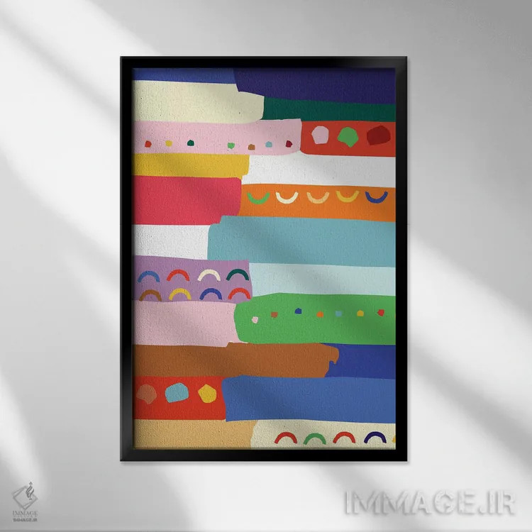 تابلو انتزاعی روشن و جسور ۴ اثر جسیکا بروگینک - نمای قابدار مشکی