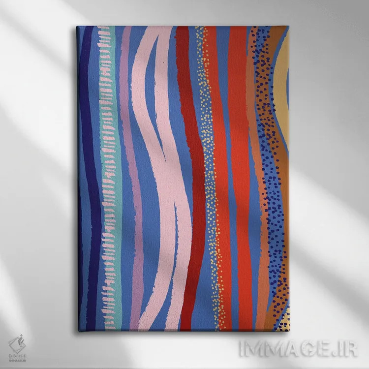 تابلو انتزاعی روشن و جسور ۵ اثر جسیکا بروگینک - نمای روبهرو روی دیوار