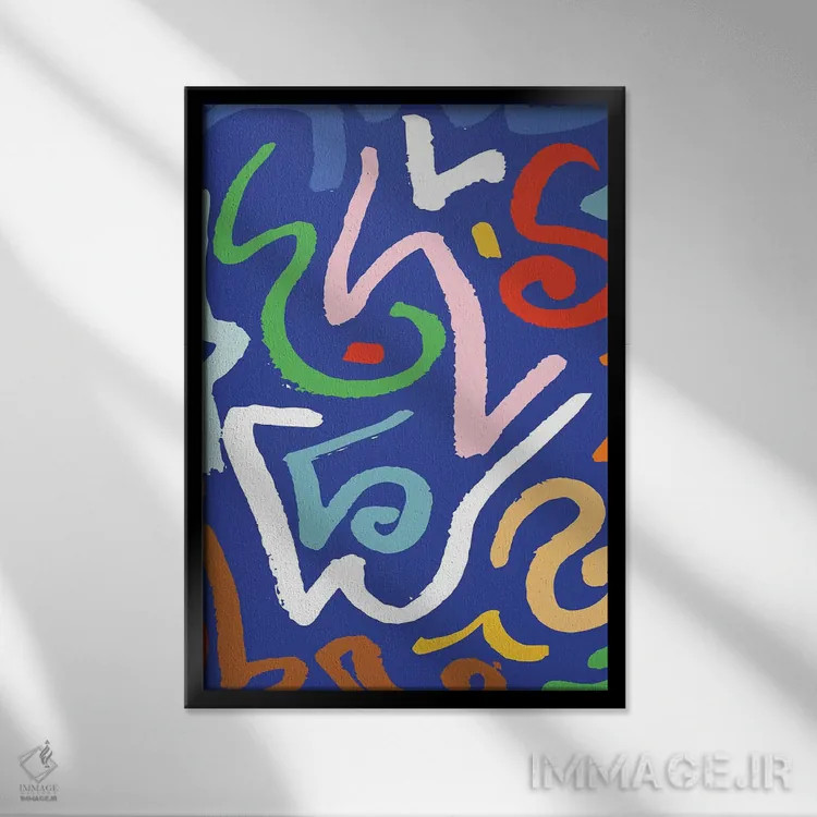 تابلو انتزاعی روشن و جسور ۳ اثر جسیکا بروگینک - نمای قابدار مشکی