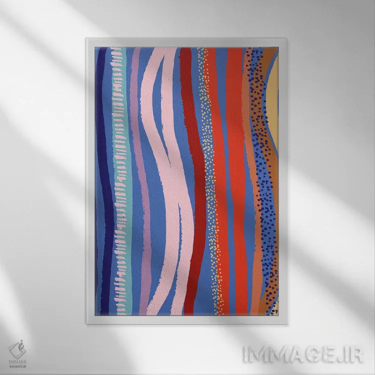 تابلو انتزاعی روشن و جسور ۵ اثر جسیکا بروگینک - نمای قابدار سفید