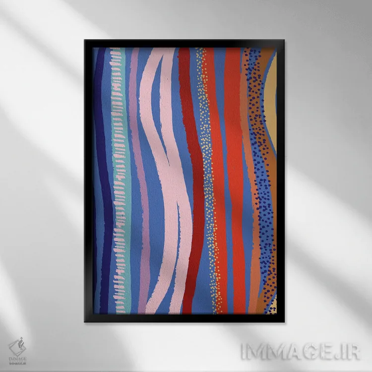 تابلو انتزاعی روشن و جسور ۵ اثر جسیکا بروگینک - نمای قابدار مشکی