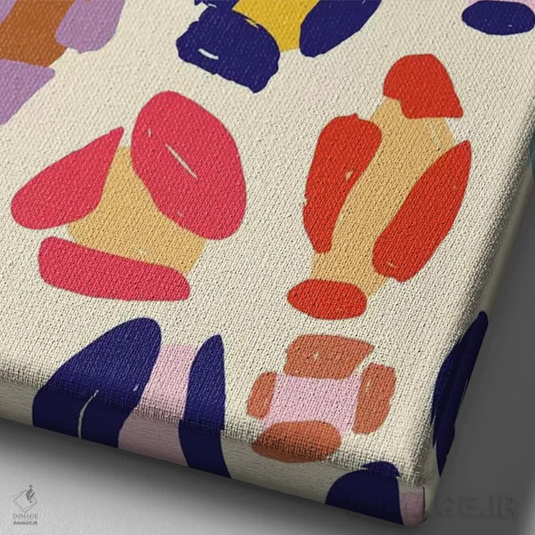 تابلو انتزاعی درخشان و جسورانه هفتم اثر جسیکا بروگینک - نمای نزدیک بافت بوم