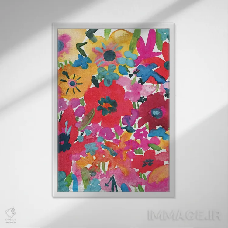 تابلو دکوراتیو گل های پرطراوت اول اثر جسیکا بروگینک - نمای قابدار سفید