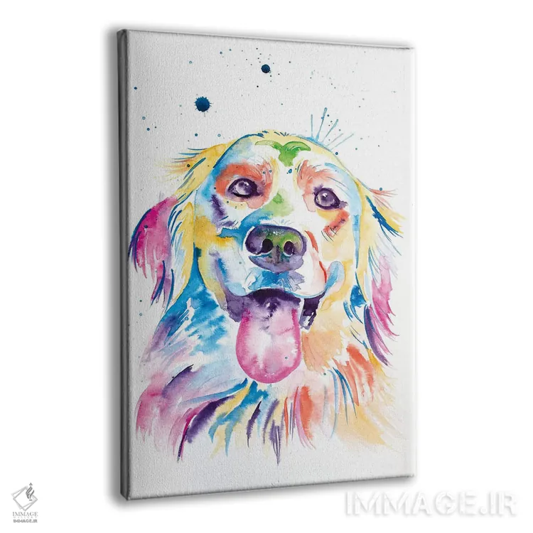 تابلو دکوراتیو گلدن رتریور آبرنگی اثر جنیفر سیلی - نمای پرسپکتیو محصول