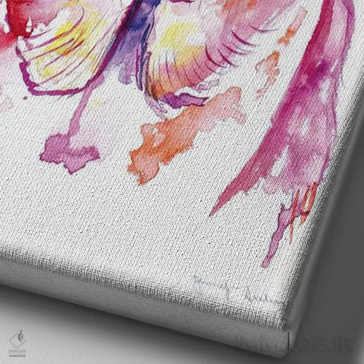 تابلو دکوراتیو لب زرد آبرنگی اثر جنیفر سیلی - نمای نزدیک بافت بوم