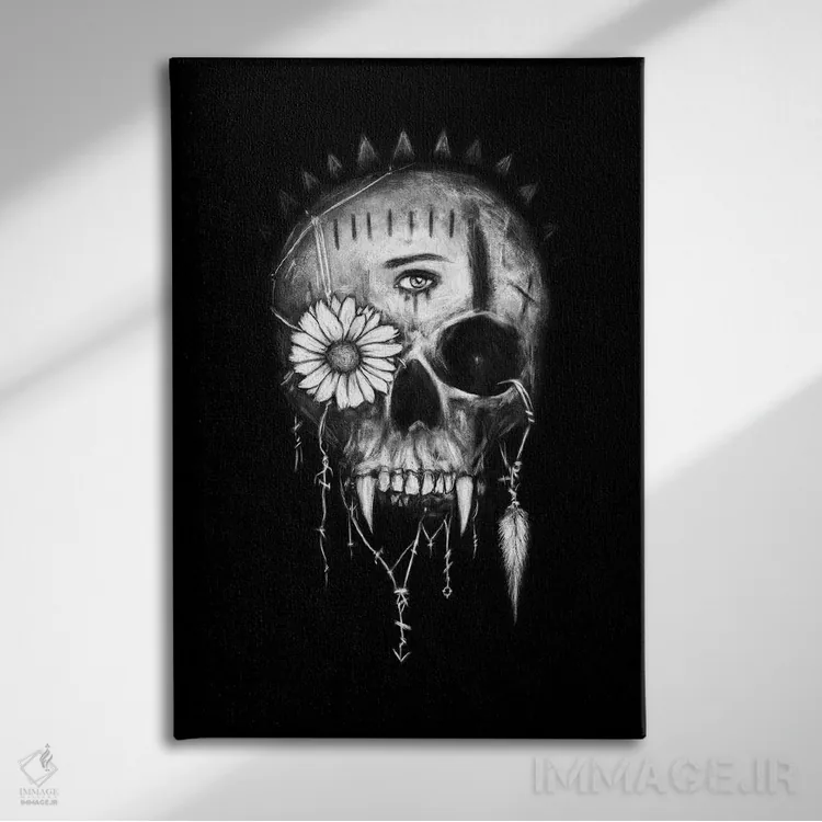 تابلو دکوراتیو جمجمه خون آشام اثر جاستین گداک - نمای روبهرو روی دیوار