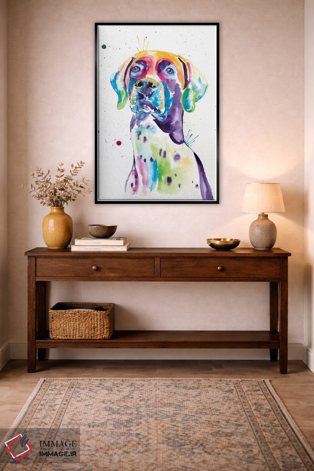 تابلو دکوراتیو پوینتر ژرمن موکوتاه آبرنگی اثر جنیفر سیلی - D3B