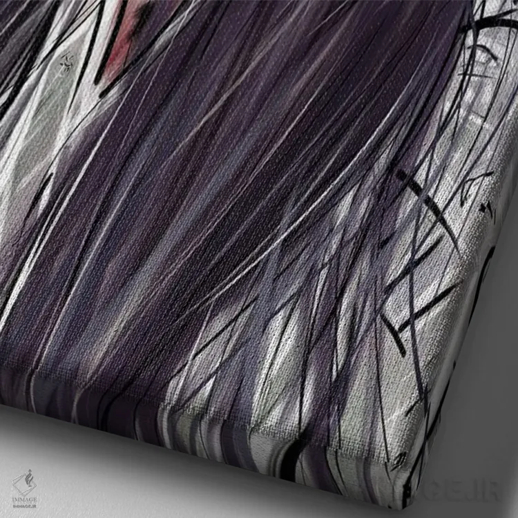 تابلو دکوراتیو نقره ای اثر جاستین گداک - نمای نزدیک بافت بوم